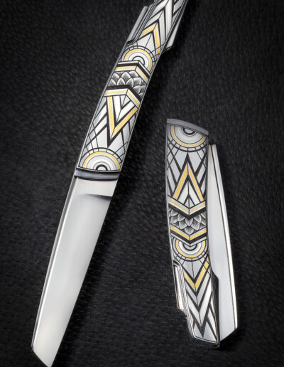 Nůž Art Deco 1 s originální rytinou - Veronika Tesaříková | Rytec kovů