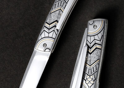 Nůž Art Deco3 s originální rytinou - Veronika Tesaříková | Rytec kovů
